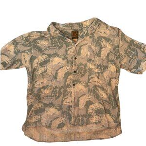Men's Casual Button Down Shirt - Green Leaf Pattern